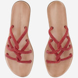 SANDALI IN PELLE CON STRASS TASO ROSSO KIMA 