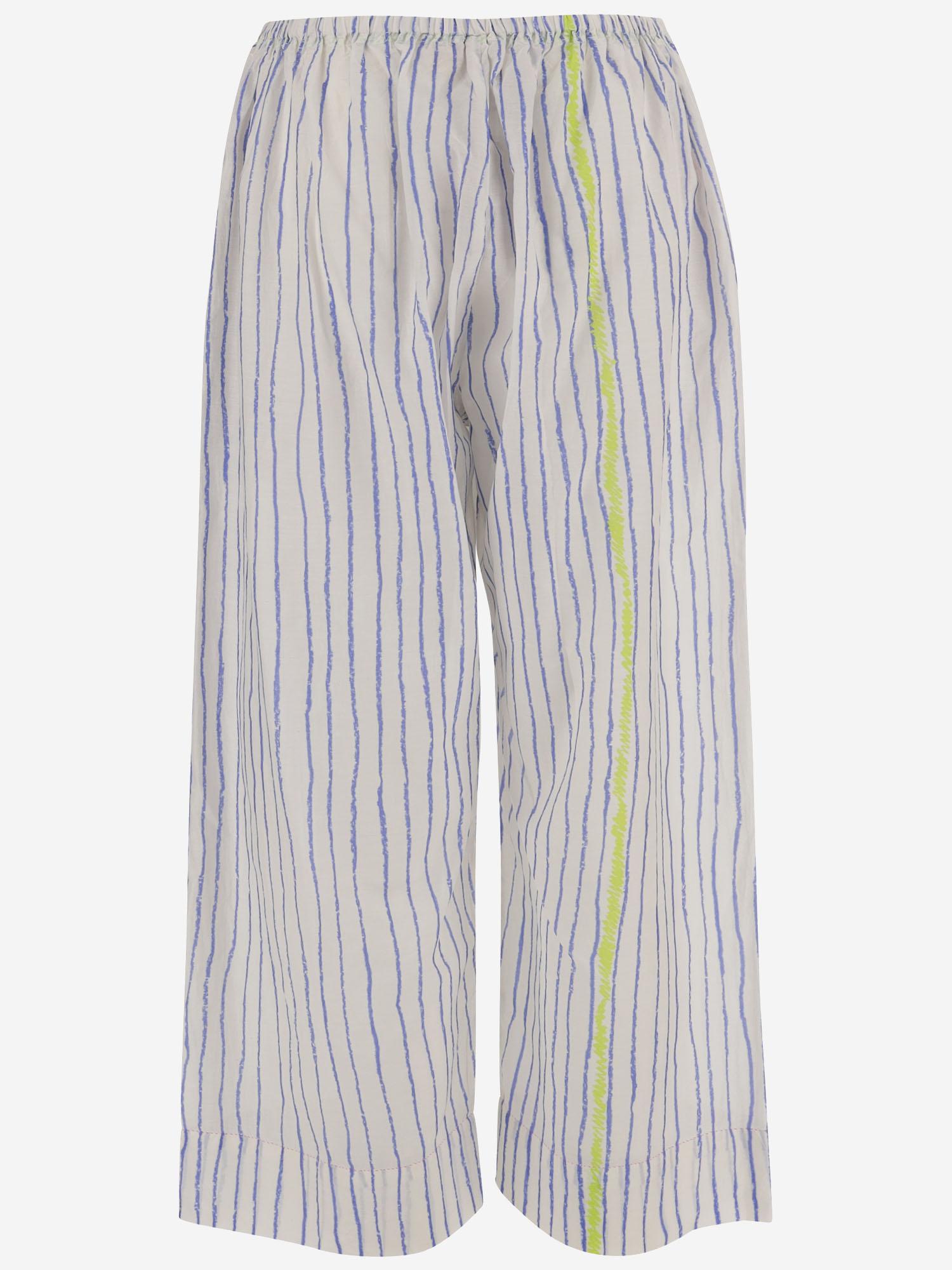 PANTALONI IN COTONE E SETA A RIGHE DLWPBEF02 MULTI PERO 