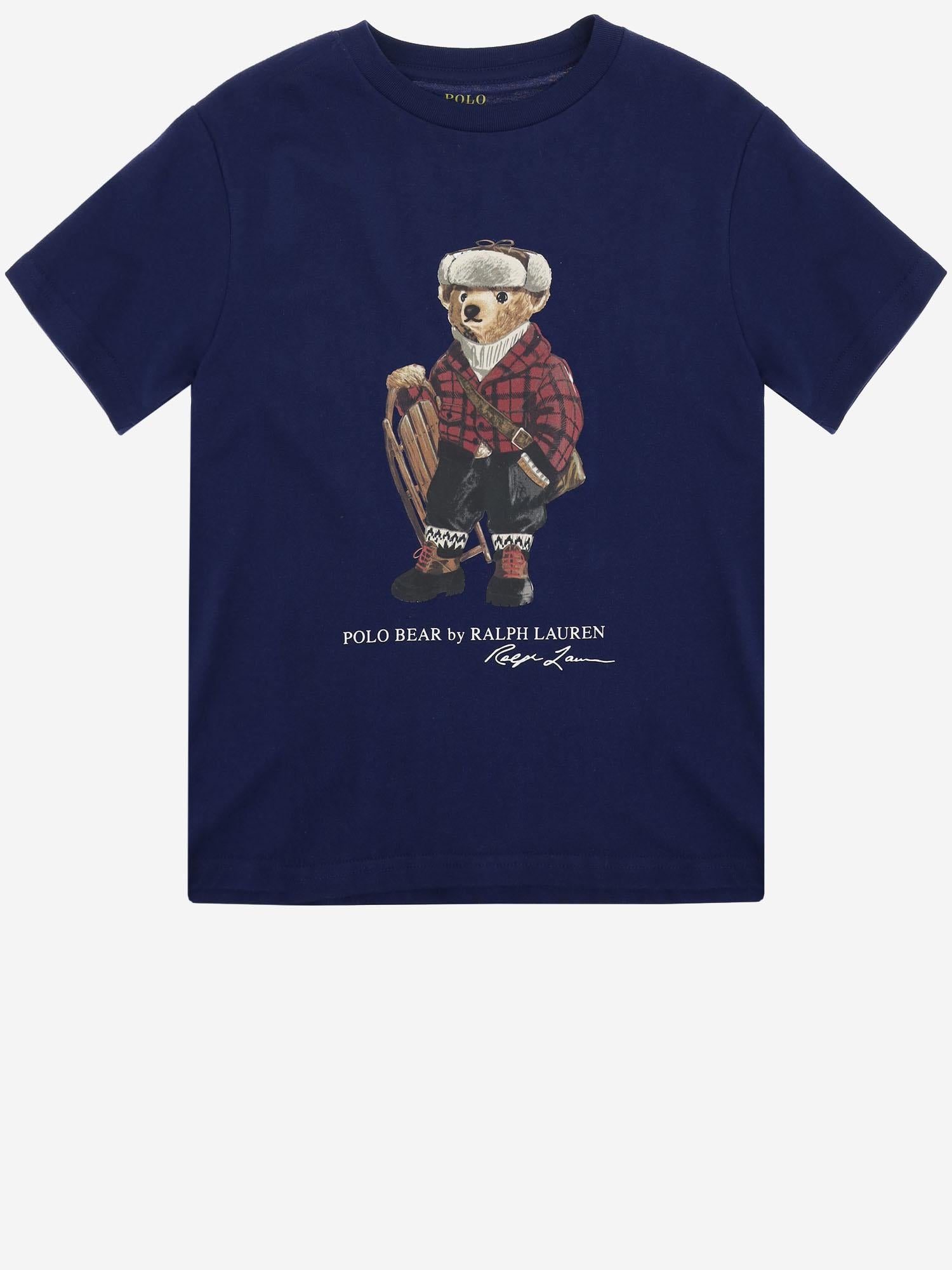 T-shirt in cotone con stampa polo bear 323981260 001 POLO RALPH LAUREN KIDS 