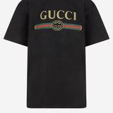 T-SHIRT IN COTONE E SETA CON LOGO 864626 XJHUF1152 GUCCI 
