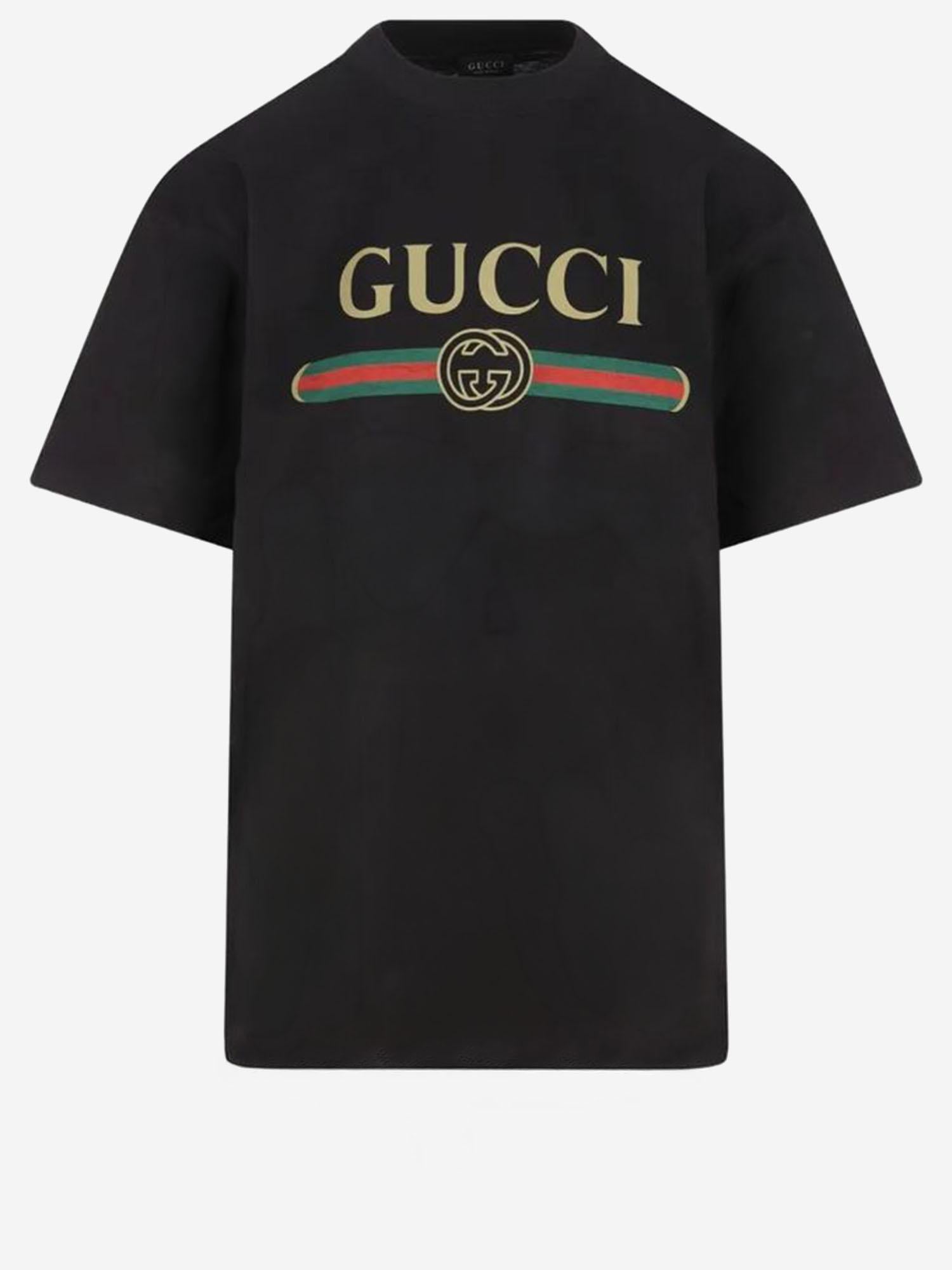T-SHIRT IN COTONE E SETA CON LOGO 864626 XJHUF1152 GUCCI 