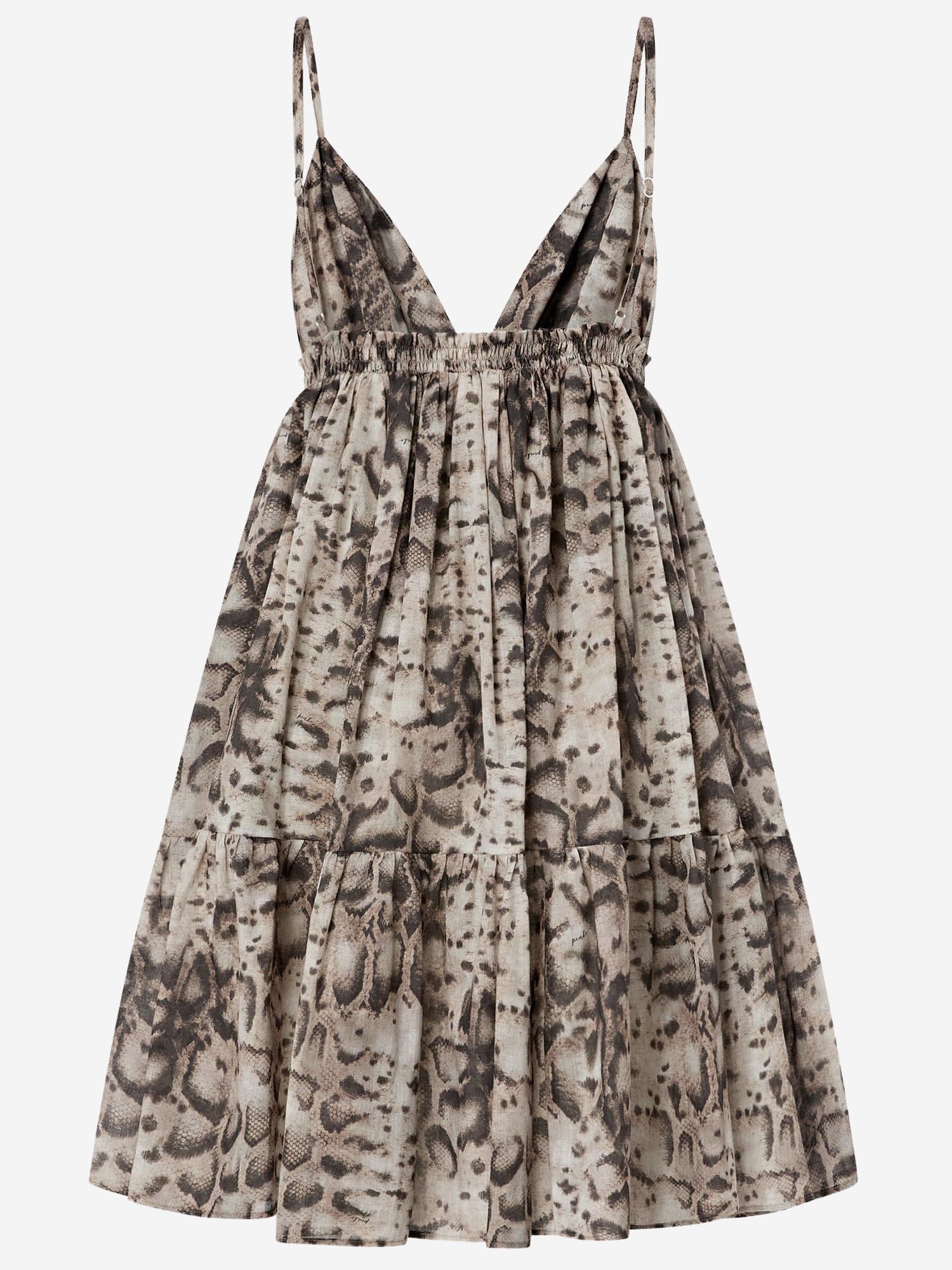 Abito in cotone con motivo animalier 106917 A3APCZ9 PINKO 