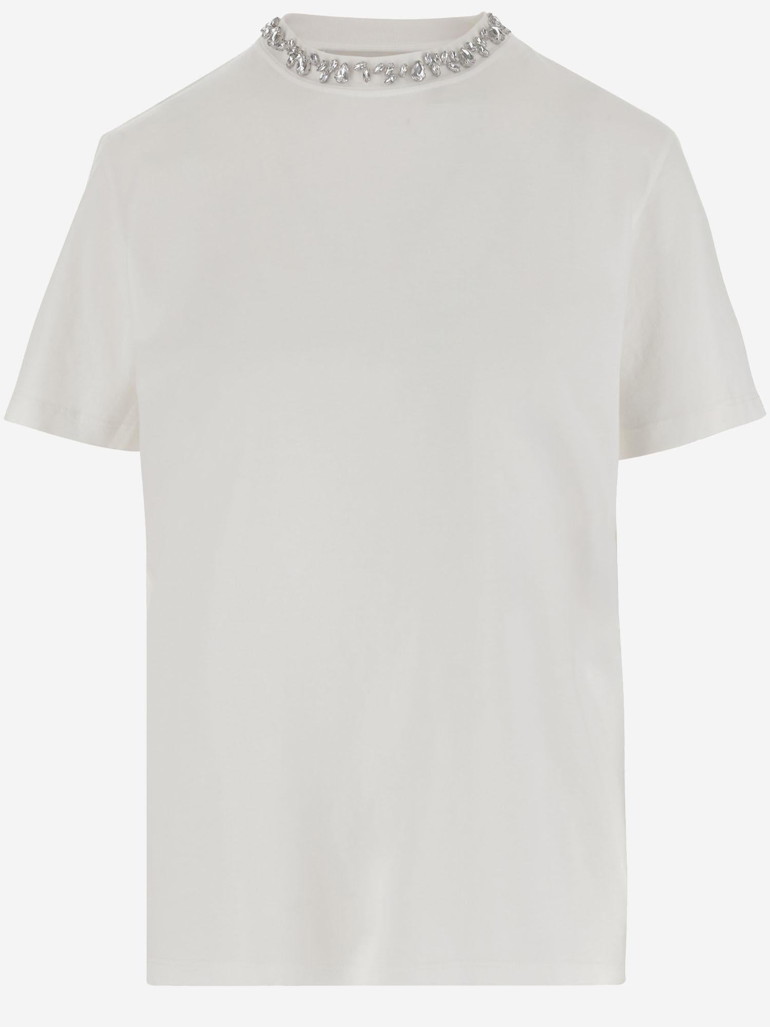 T-SHIRT IN COTONE CON CRISTALLI GWP01220P000673 10363 GOLDEN GOOSE 