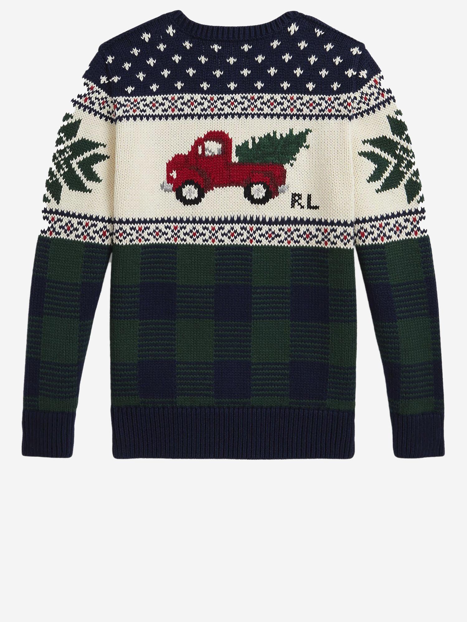 Maglia in cotone con furgone a intarsi 322981051 001 POLO RALPH LAUREN KIDS 