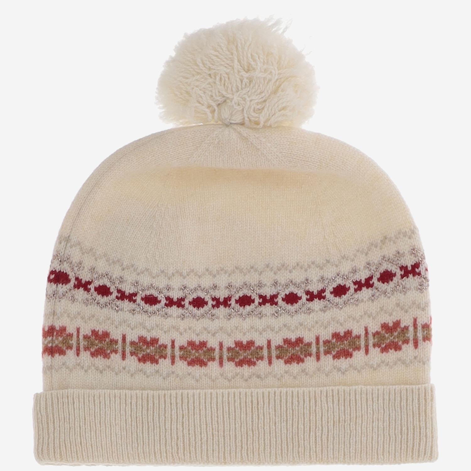 CAPPELLO JOUMA IN LANA CON RICAMO E PON PON W05GACK00012 905 BONPOINT KIDS 
