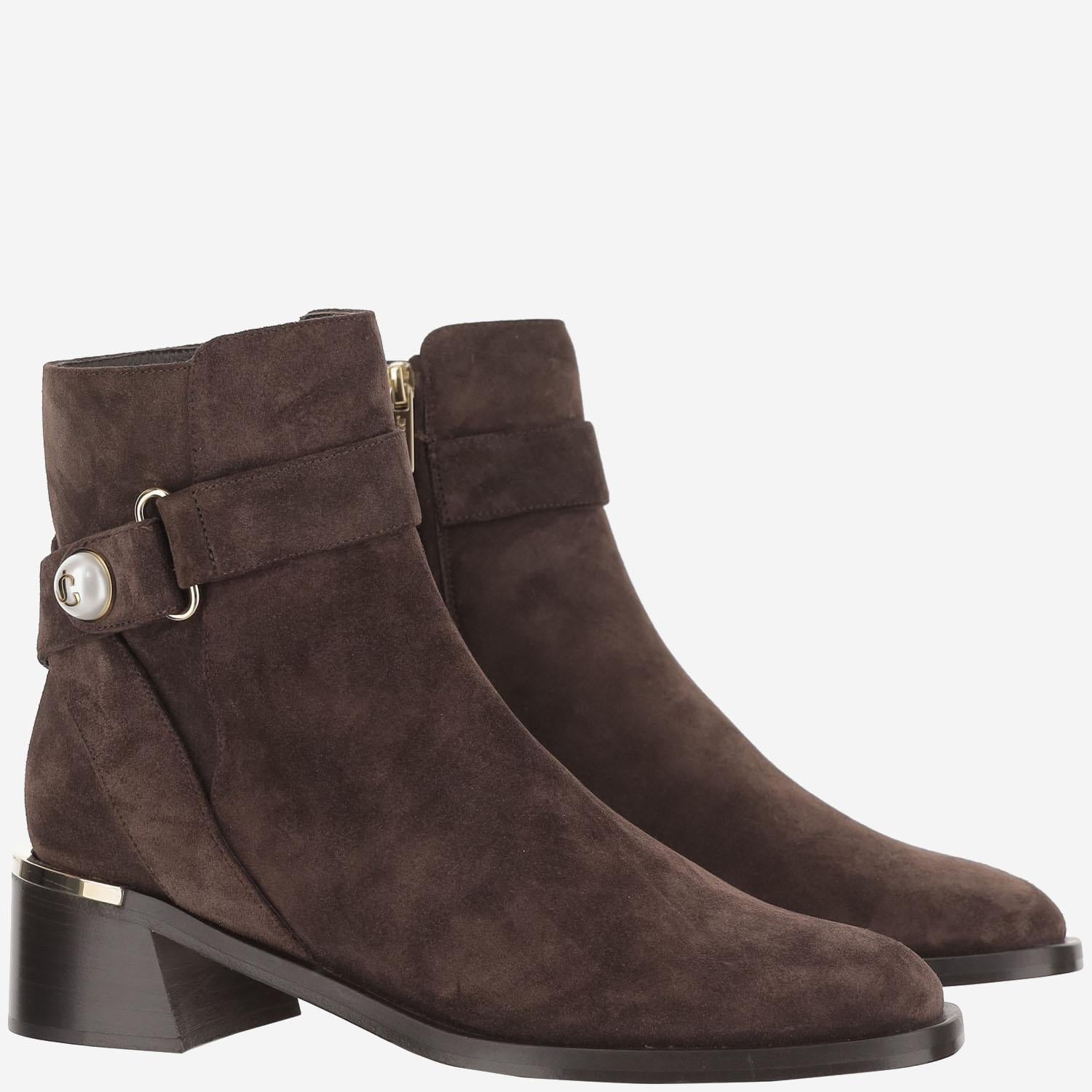 STIVALETTI NOOR 45 IN PELLE SCAMOSCIATA NOOR45 SVVCHOCOLATE JIMMY CHOO 