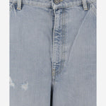 PANTALONI CORTI IN COTONE CON EFFETTO LIVED-IN GMP02080P001850 50134 GOLDEN GOOSE 