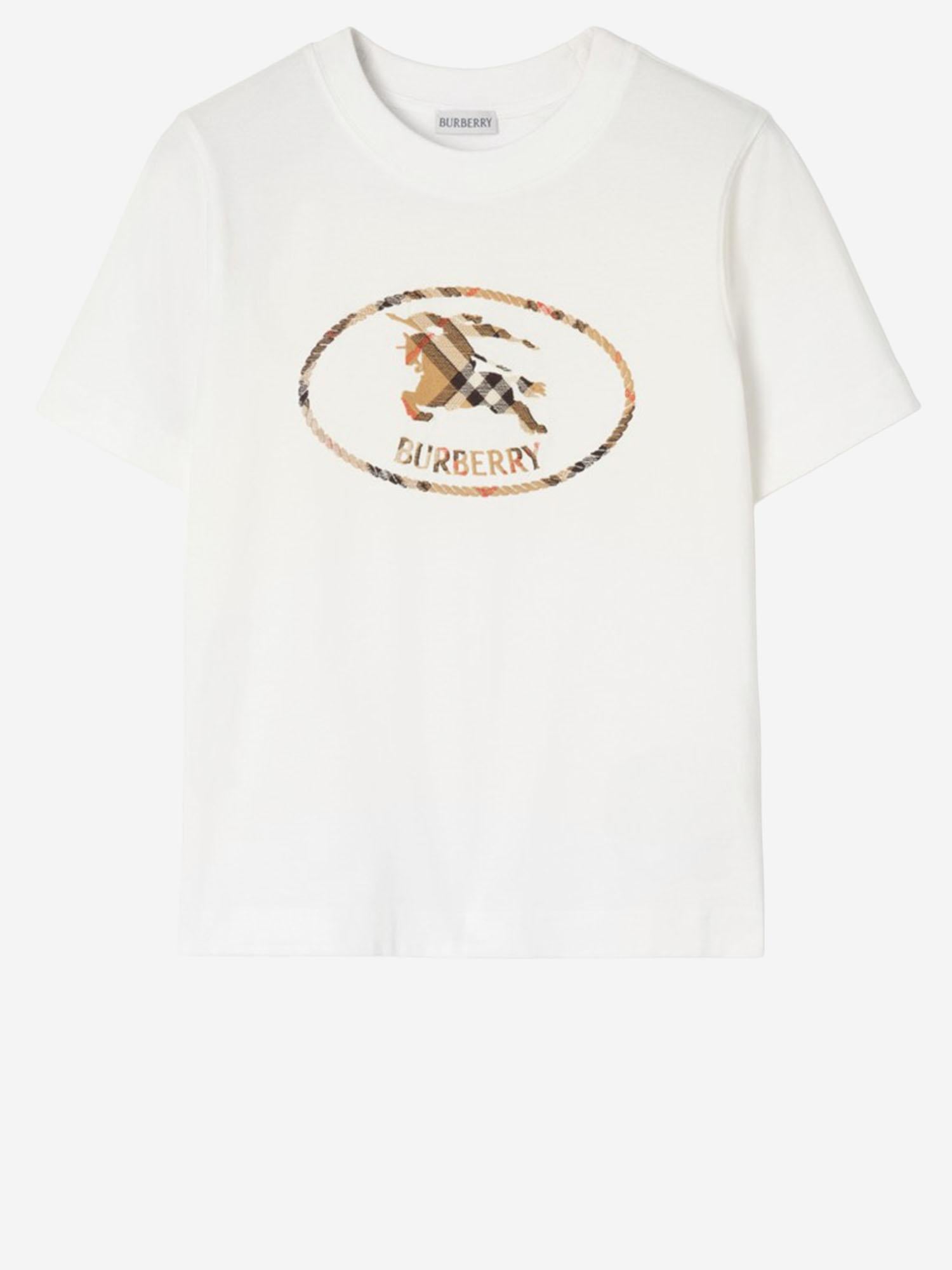 T-SHIRT IN COTONE CON LOGO 8126358 CHALK BURBERRY 