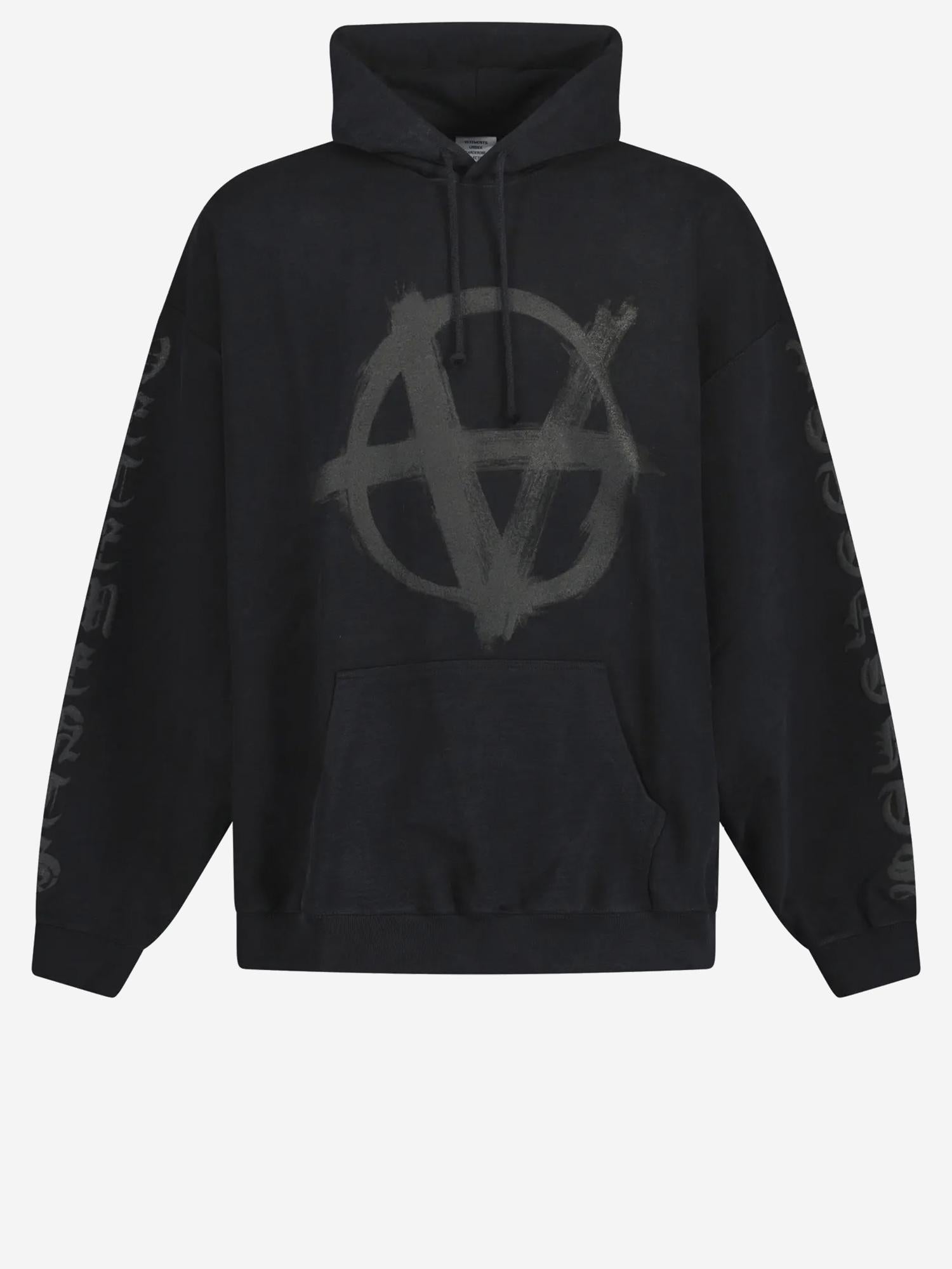 FELPA IN COTONE CON STAMPA UE54HD260B BLACK VETEMENTS 