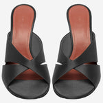 SANDALI SALMA IN RASO SALMASLIPPER 95BLACK AMINA MUADDI 