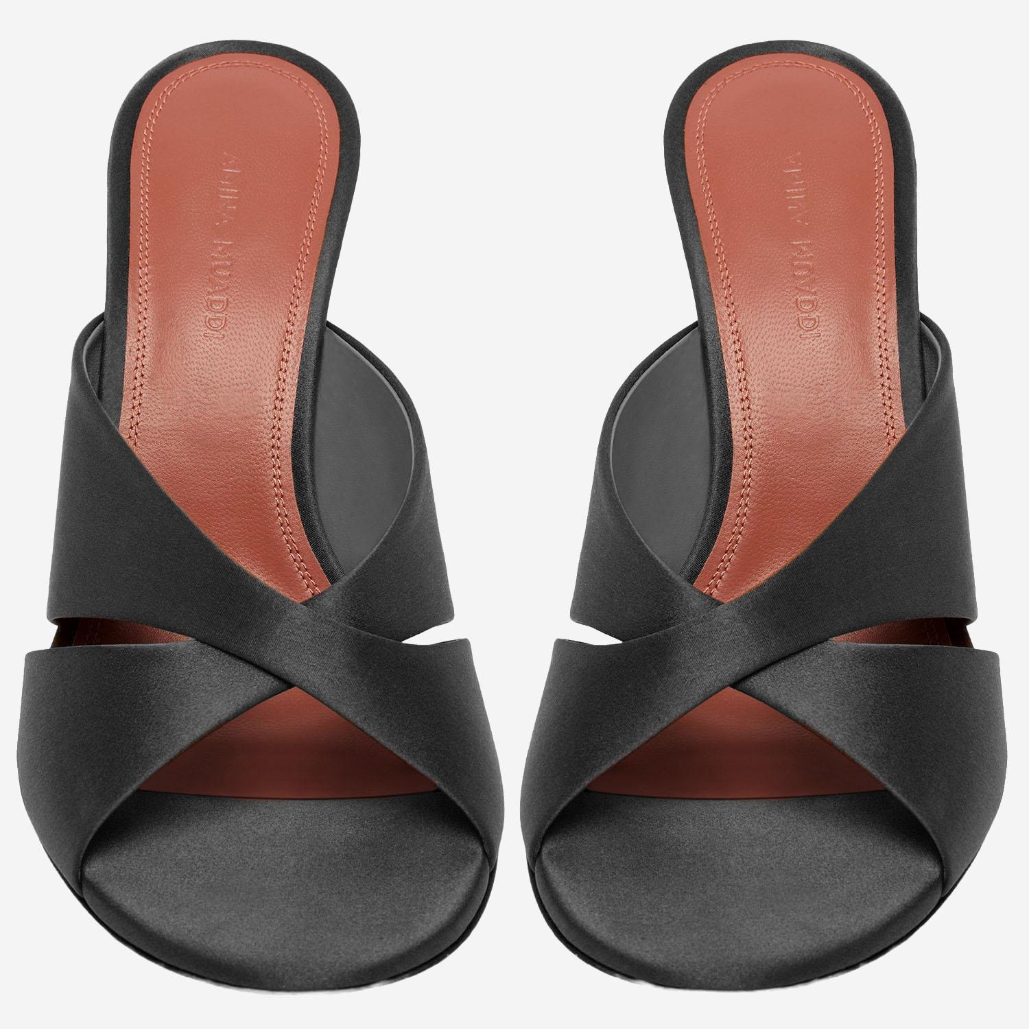 SANDALI SALMA IN RASO SALMASLIPPER 95BLACK AMINA MUADDI 