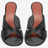 SANDALI SALMA IN RASO SALMASLIPPER 95BLACK AMINA MUADDI 