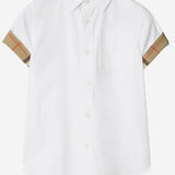 CAMICIA IN COTONE CON MOTIVO CHECK 8117167 WHITE BURBERRY KIDS 