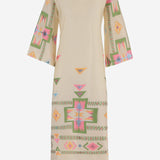 Abito lungo fantasia in tessuto 15107 N271BEIGE NEMA 