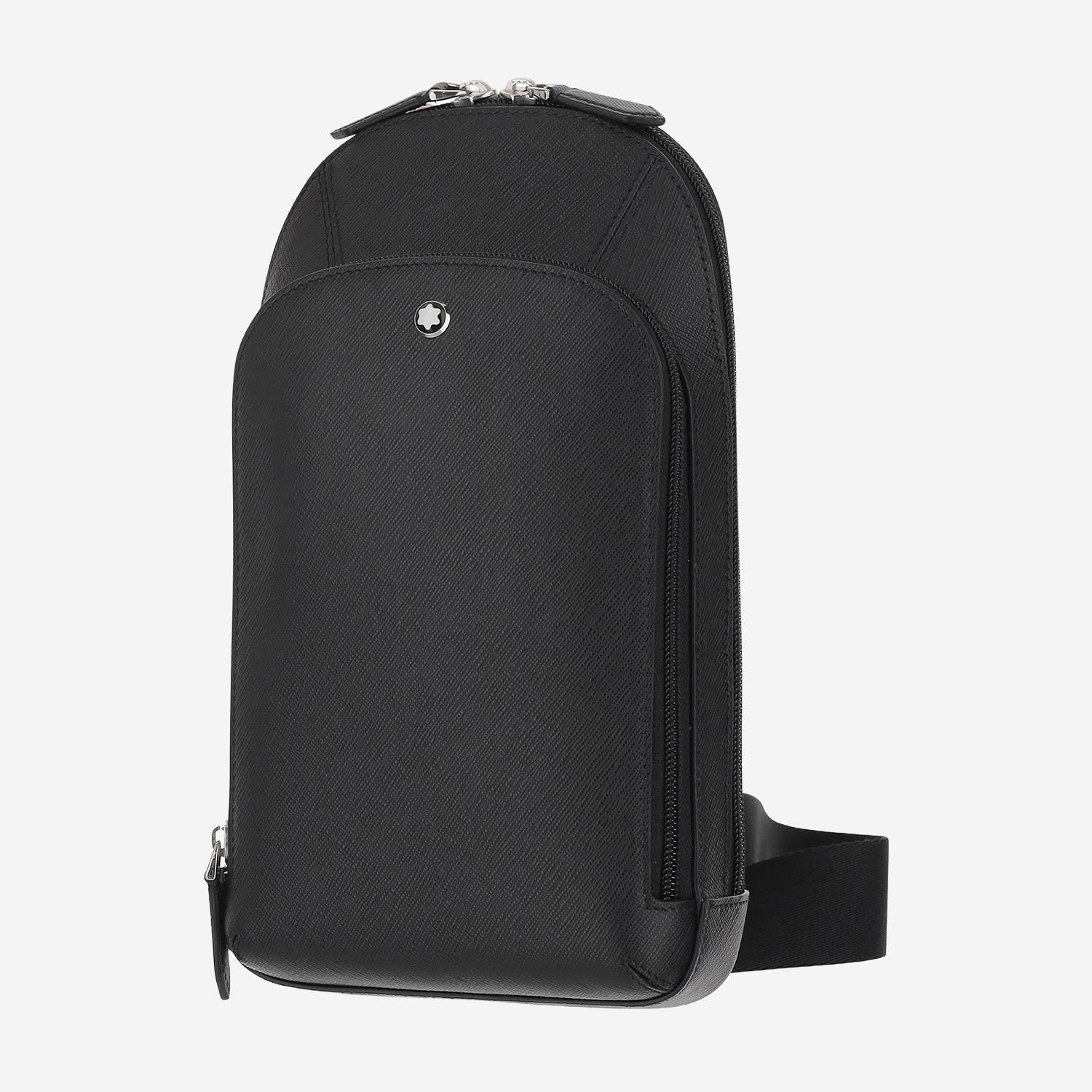 Borsa a tracolla sartoriale in pelle texturizzata 199368 BLACK MONTBLANC 