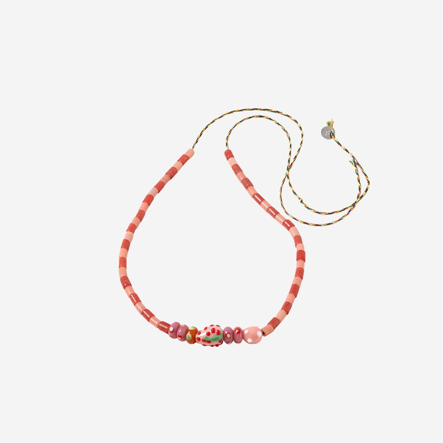 Collana con perle miste in vetro MIXEDGLASSBEAD STRAWBERRYPINKRED SORBET ISLAND 