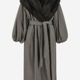 CAPPOTTO IN COTONE CON COLLO IN PELLICCIA 226925 GREY MAGDA BUTRYM 