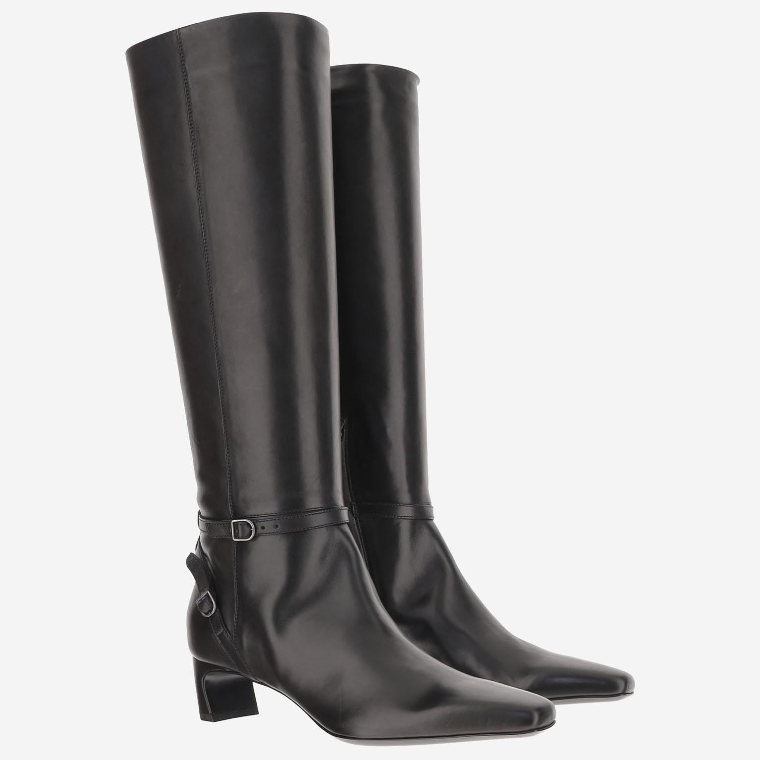 STIVALI IN PELLE CON DETTAGLI A FIBBIA 4838 NERO SARTORE 