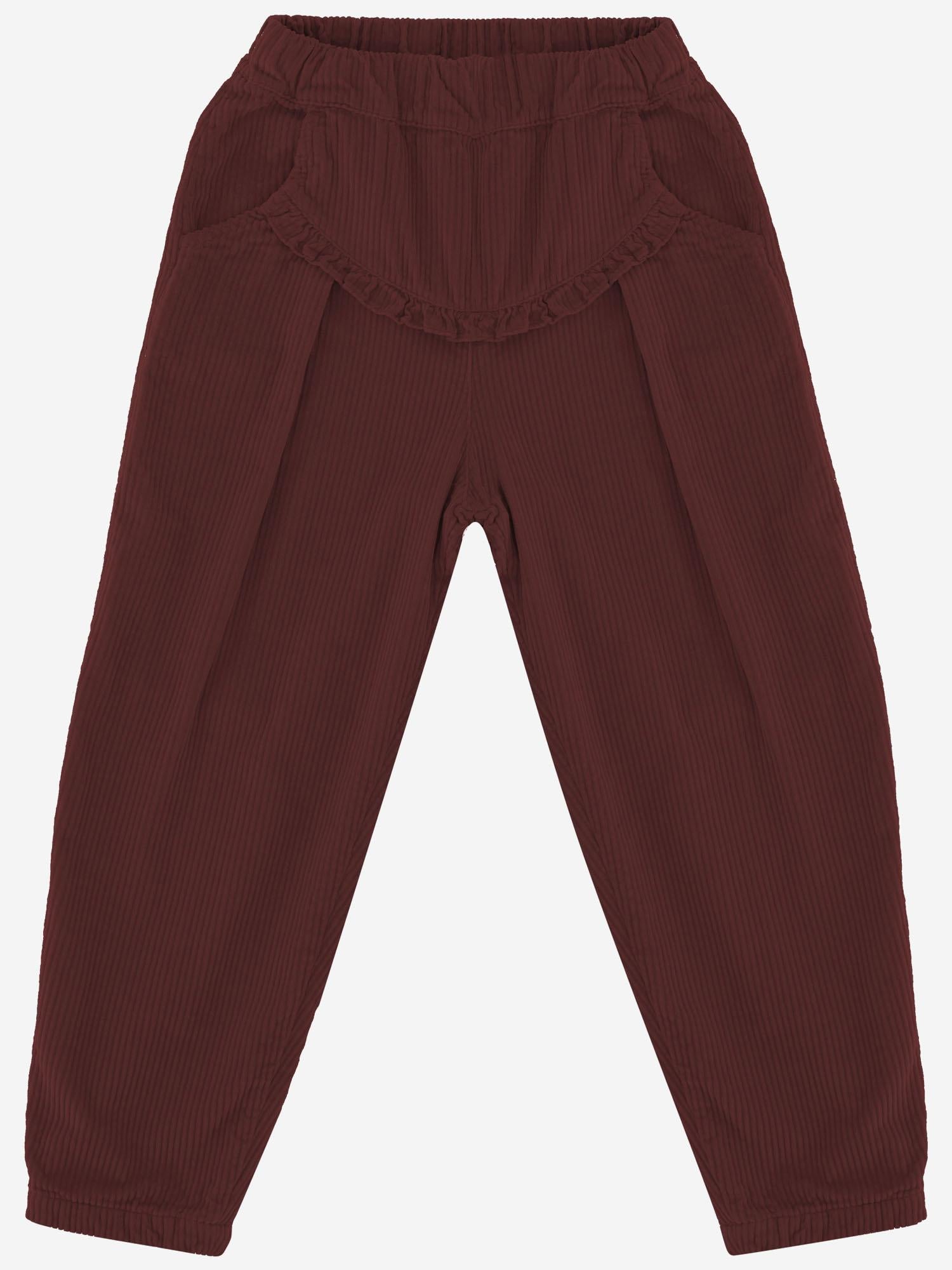 PANTALONI IN COTONE CON VOLANT DECORATIVO 25W150 MELANZANA 1+ IN THE FAMILY KIDS 