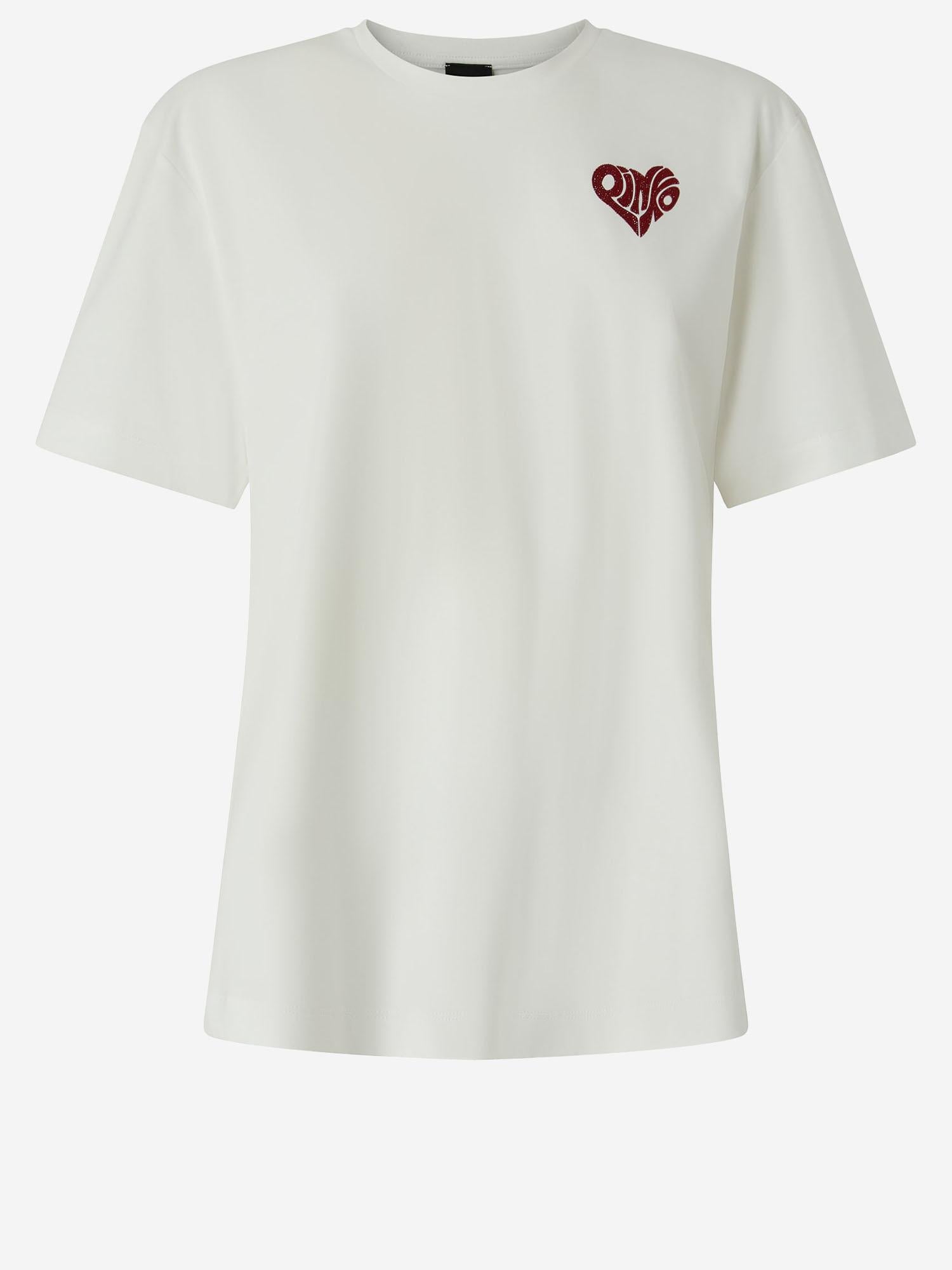 T-shirt con lettering Amore in strass 105526 A33IZR2 PINKO 