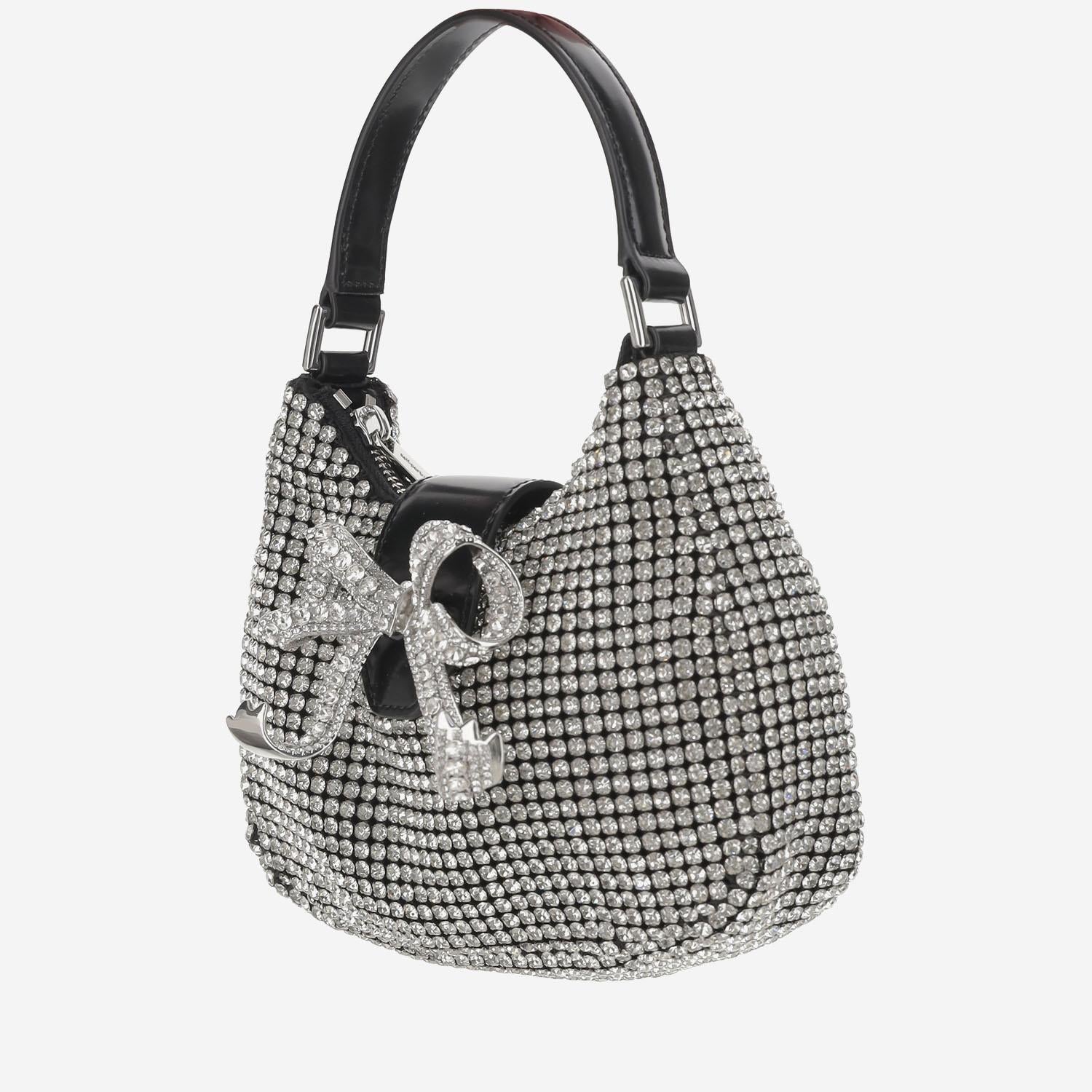 BORSA MEZZALUNA CON CRISTALLI SS24314SIL SILVER SELF PORTRAIT 