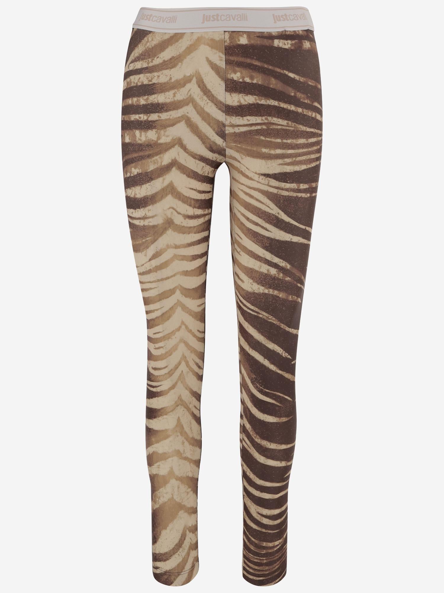 PANTALONI IN NYLON STRETCH CON STAMPA A PENNELLATE 80PAC100 JS558751 JUST CAVALLI 