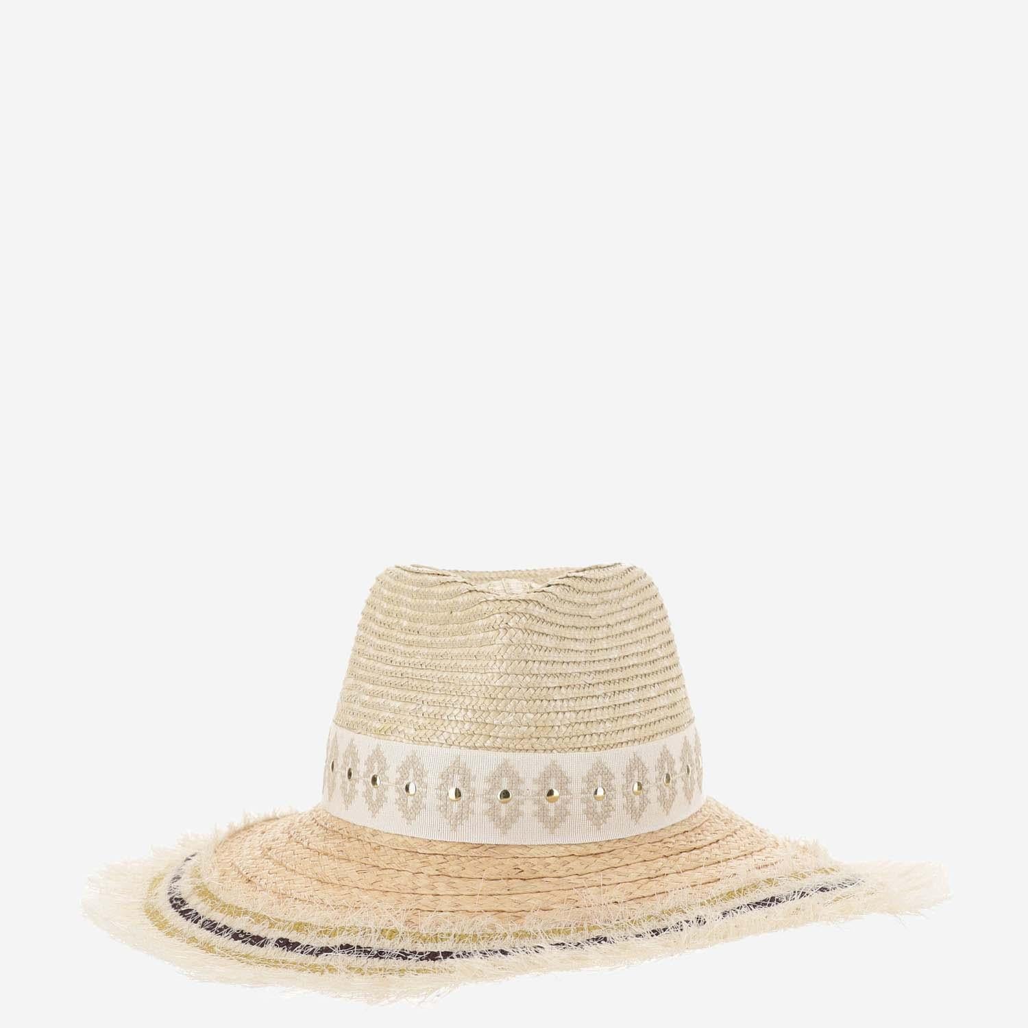 CAPPELLO IN MISTO PAGLIA E VISCOSA CON RICAMO 385981 170 FERRUCCIO VECCHI 