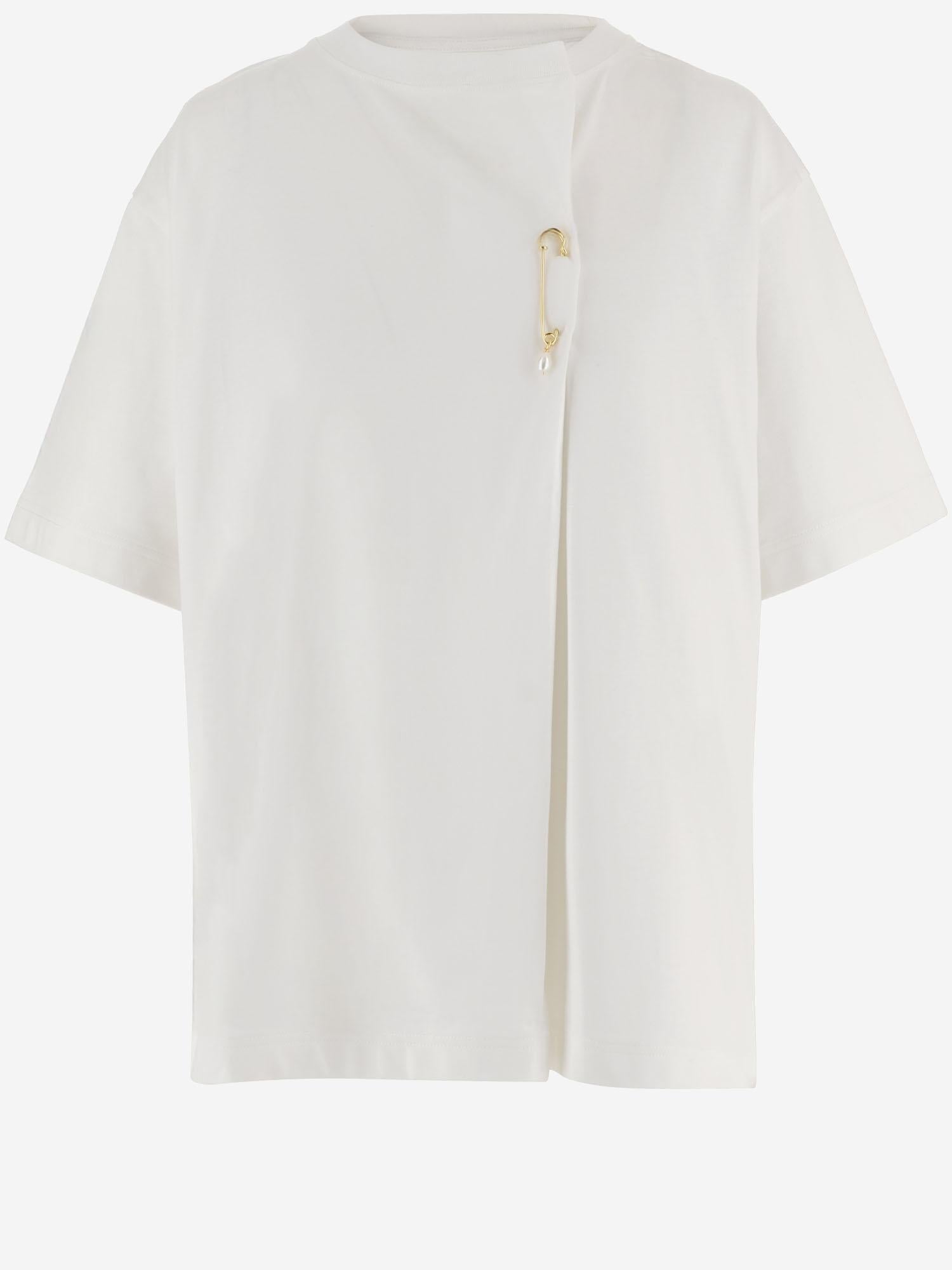 T-SHIRT IN COTONE CON SPILLA DECORATIVA 6261K21051 White CARVEN 