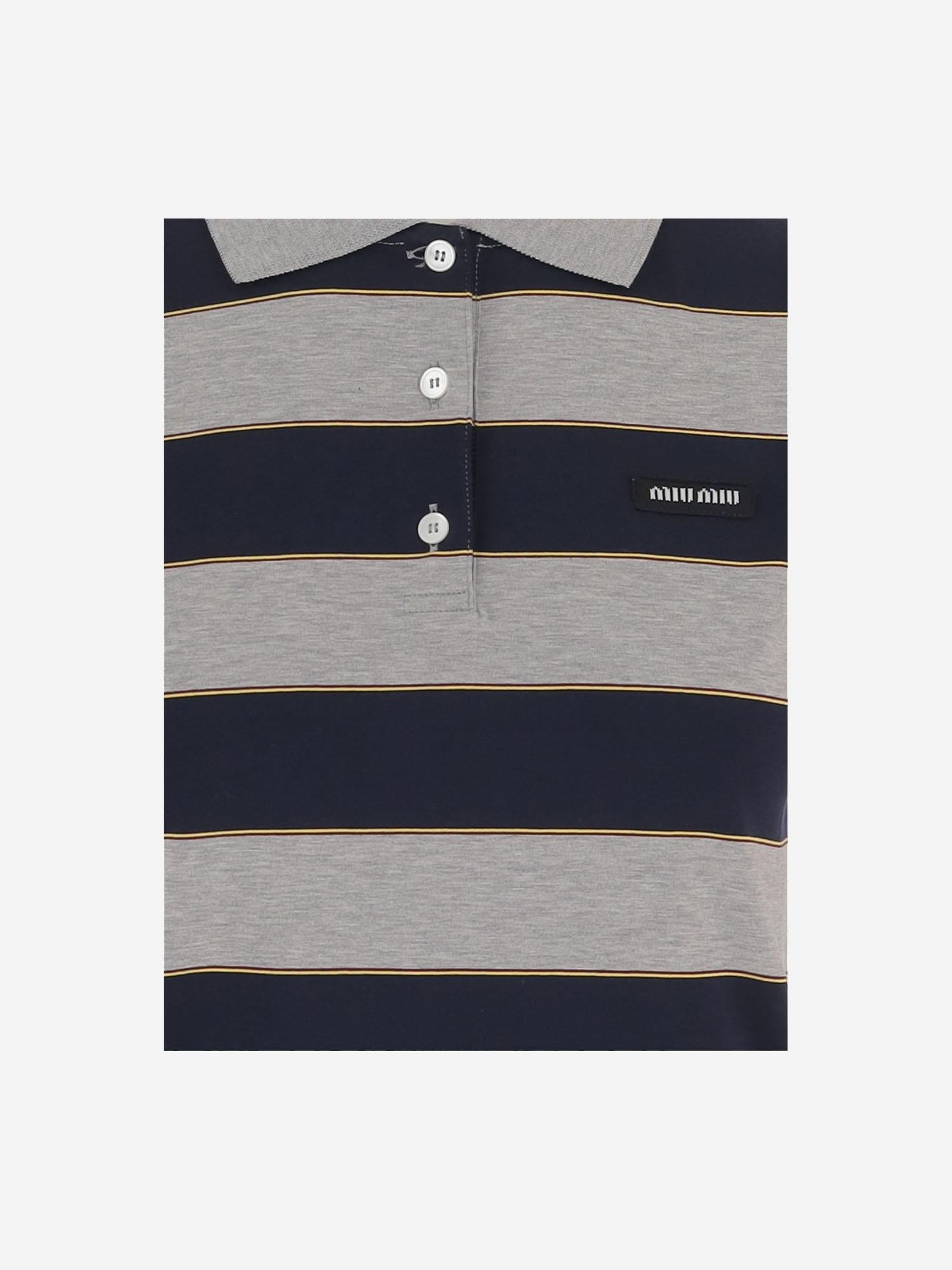 POLO IN COTONE CON MOTIVO A RIGHE MJN536 14RTF005R MIU MIU 