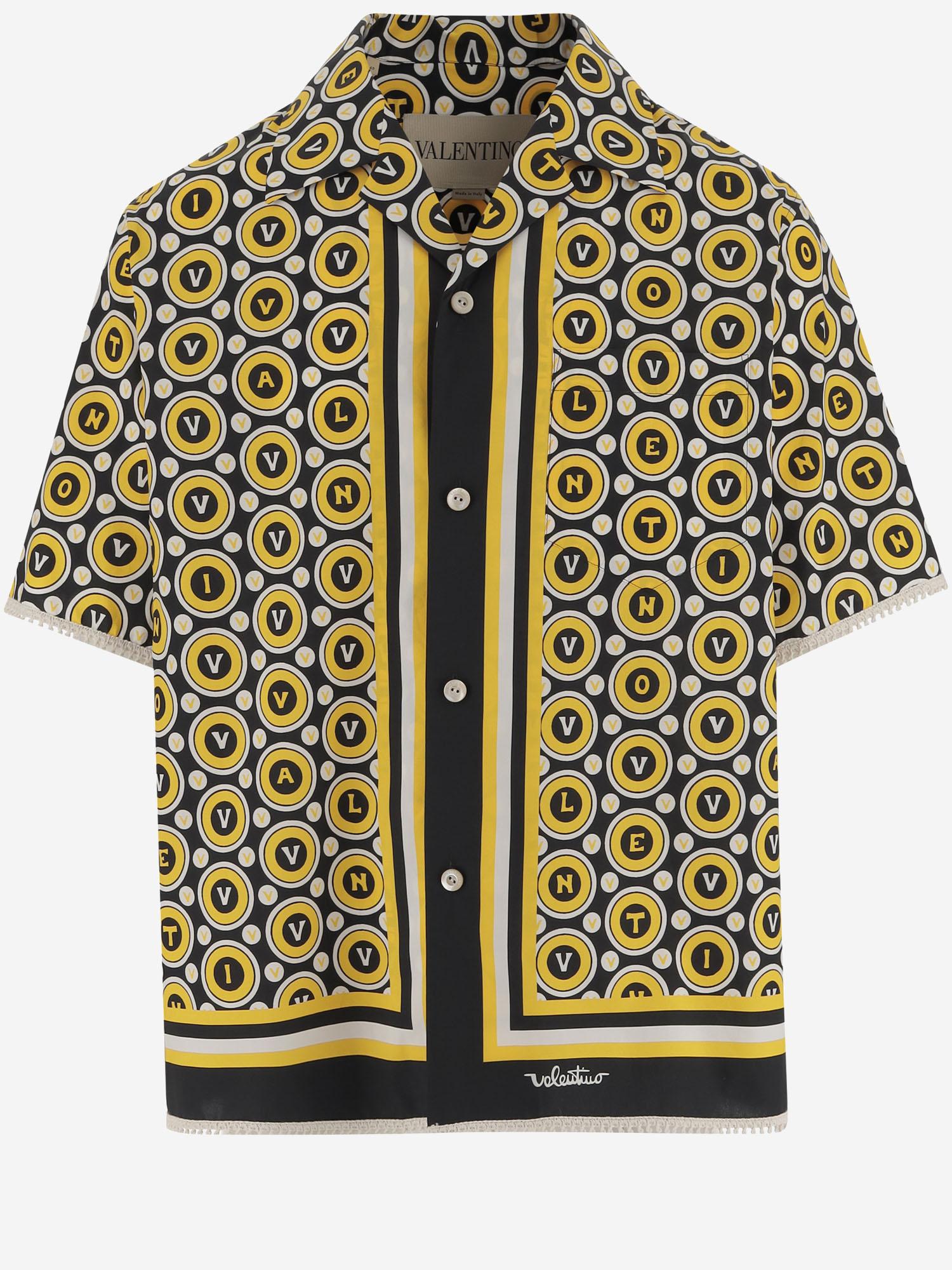 CAMICIA DA BOWLING IN COTONE CON STAMPA BULLES ROYALES 7V3AA111 AYQCLP VALENTINO 