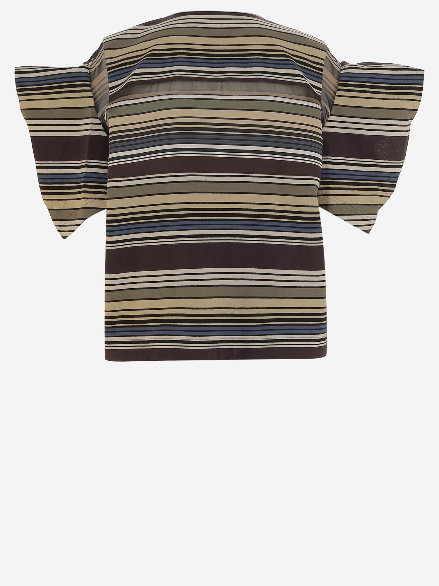 T-SHIRT IN COTONE A RIGHE CON DETTAGLIO IN PIZZO 08379 615 SACAI 