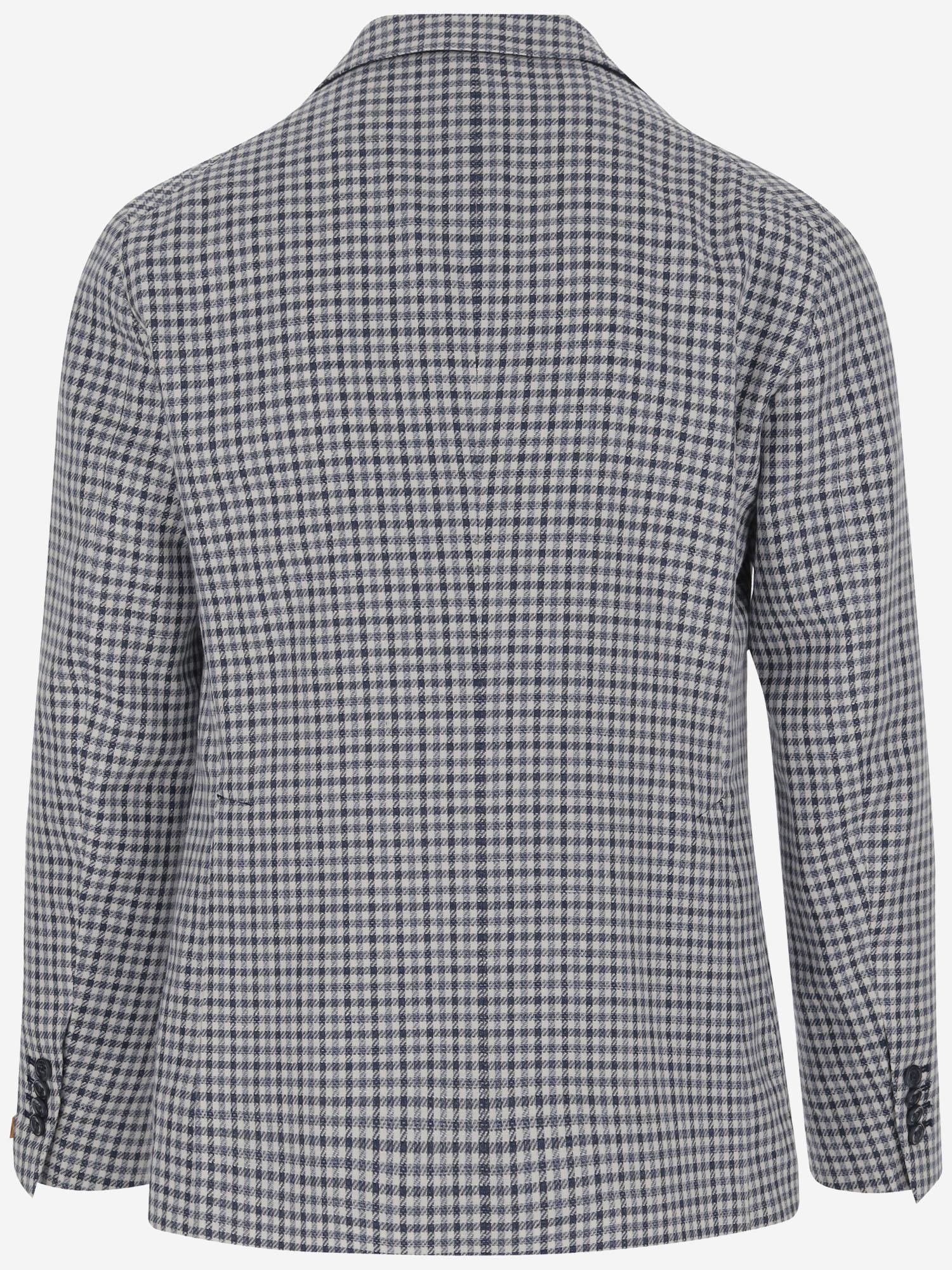 GIACCA MONOPETTO IN MISTO LINO CON MOTIVO CHECK 1SMC22K 340303EI887 TAGLIATORE 