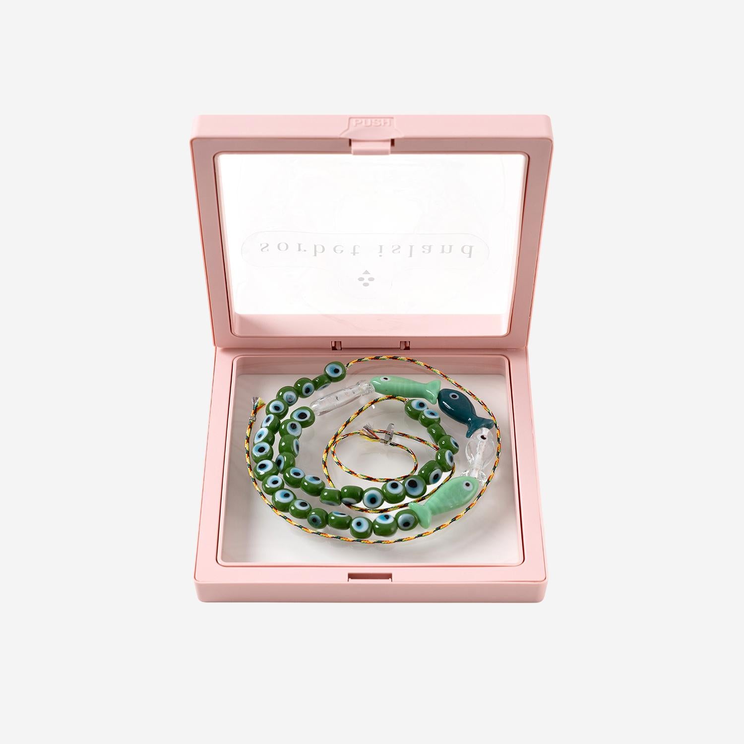 Collana in tessuto e perle di vetro FISHGLASSBEAD MINTGREEN SORBET ISLAND 