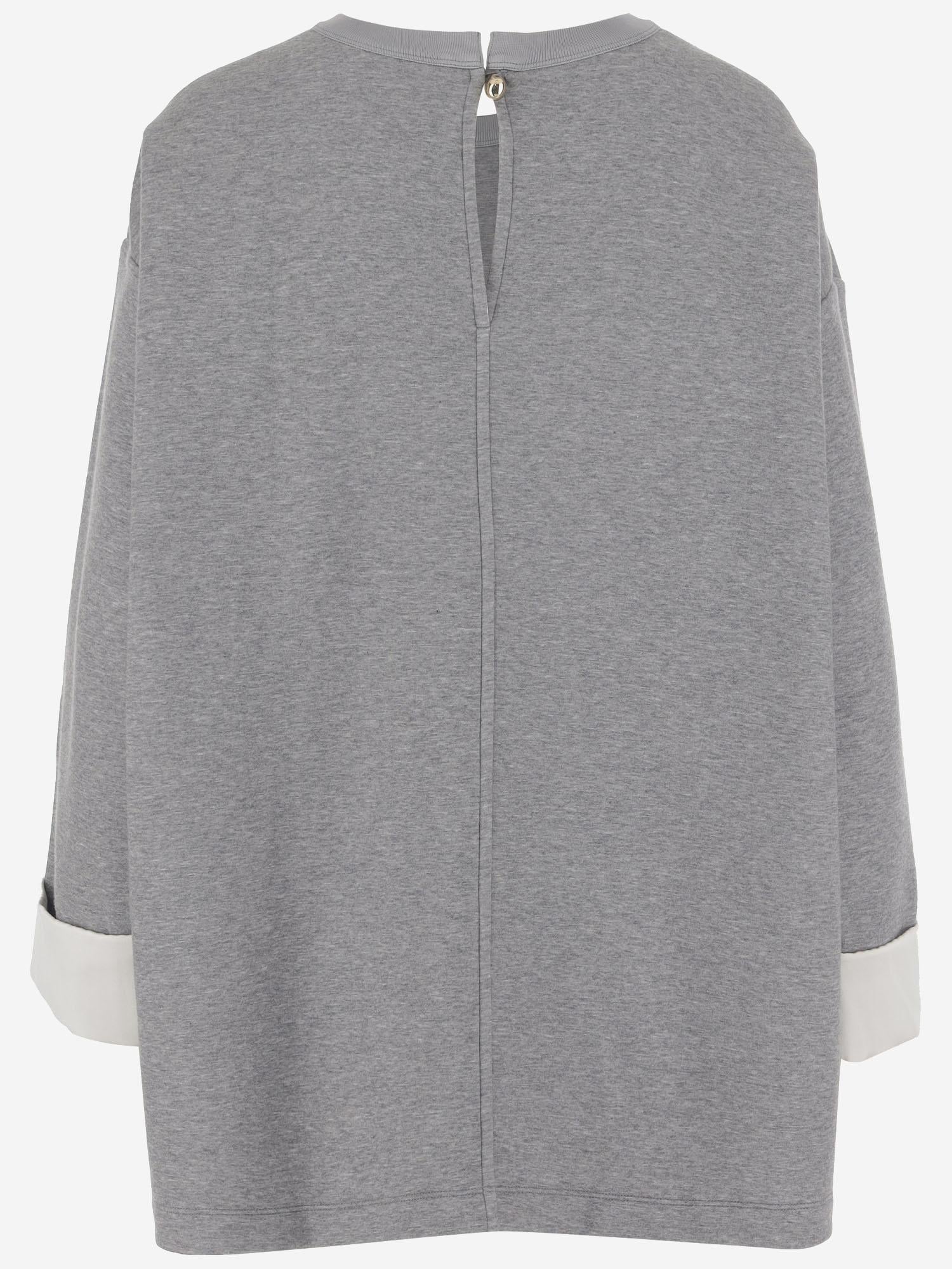 FELPA IN MISTO COTONE CON POLSINI A CONTRASTO 6252K21066 LIGHTGREYMELANGE CARVEN 