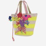 Borsa in cotone con ricami floreali DLPJKG03 MULTI PERO 