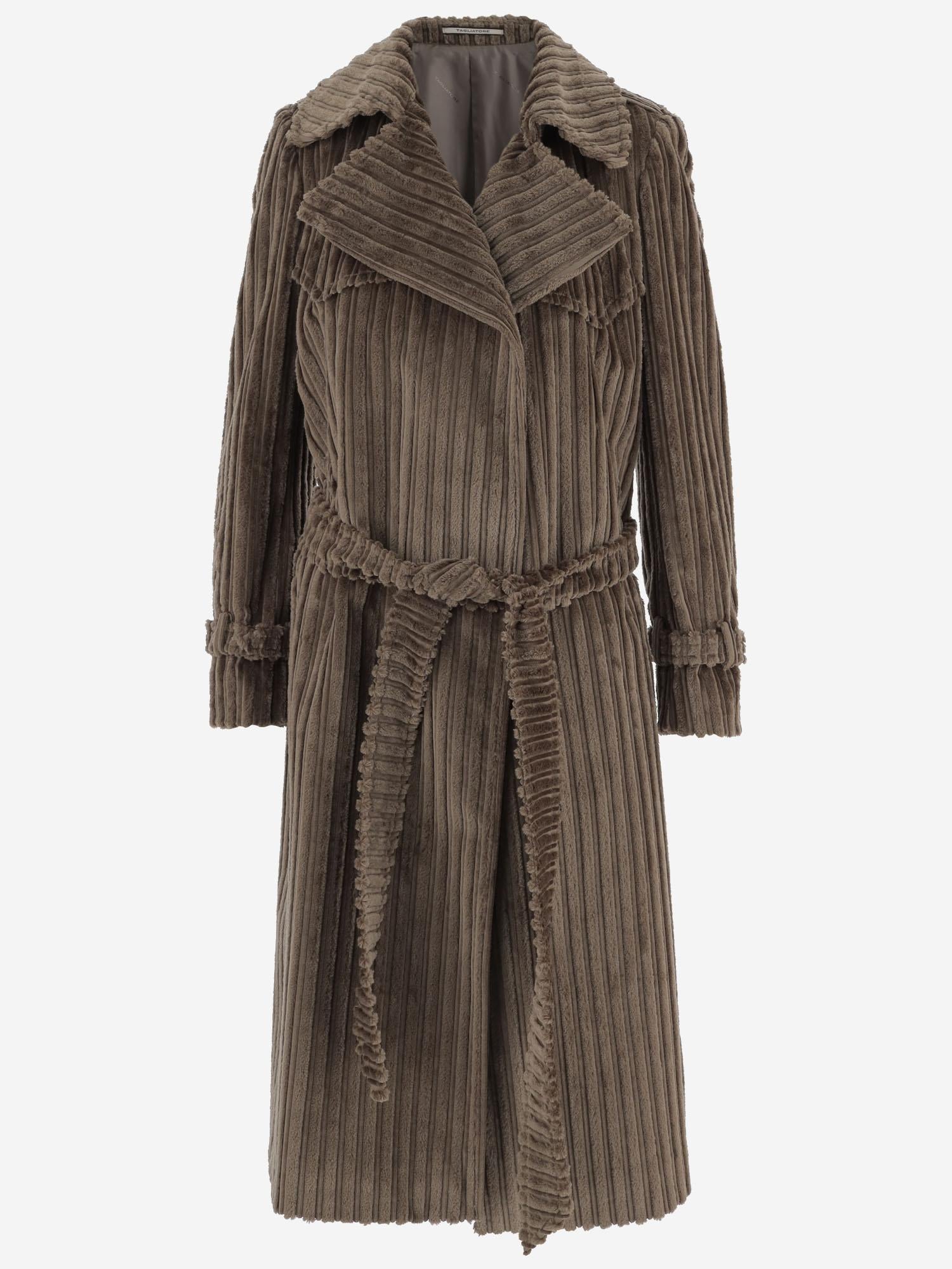 CAPPOTTO IN VELLUTO A COSTE CON CINTURA CAROLA 300002T1313 TAGLIATORE 