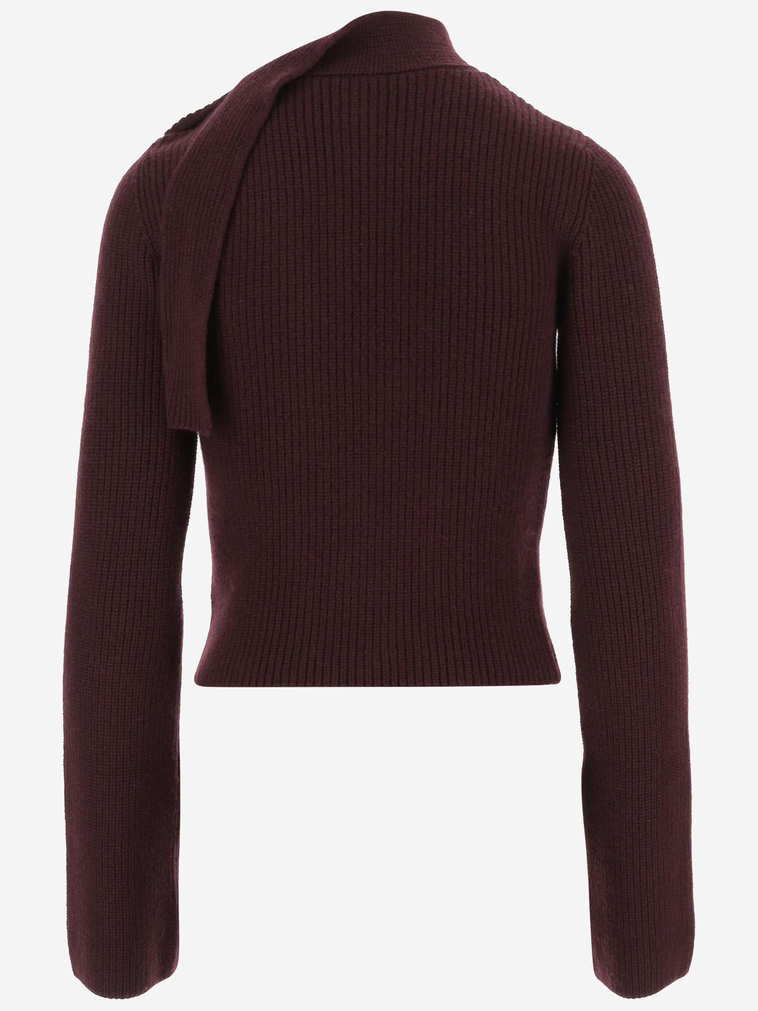 MAGLIONE CON COLLO A SCIARPA IN LANA E CASHMERE KN2638041 317R PATOU 