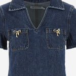 MINI ABITO IN DENIM DI COTONE CON FIOCCHI PF25812SBL BLUE SELF PORTRAIT 