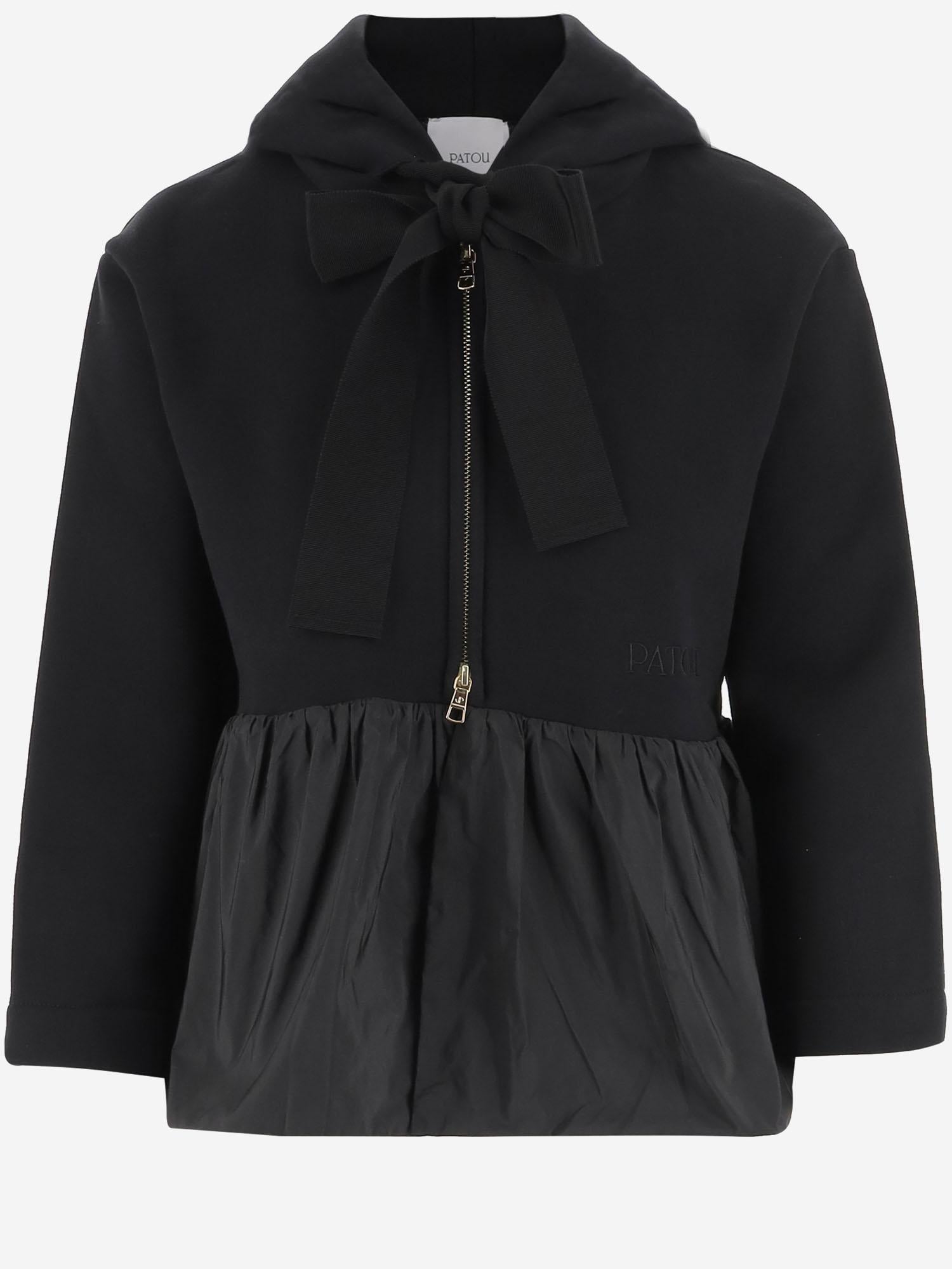 FELPA CON CAPPUCCIO E ROUCHE IN COTONE BIO JE1939995 999B PATOU 