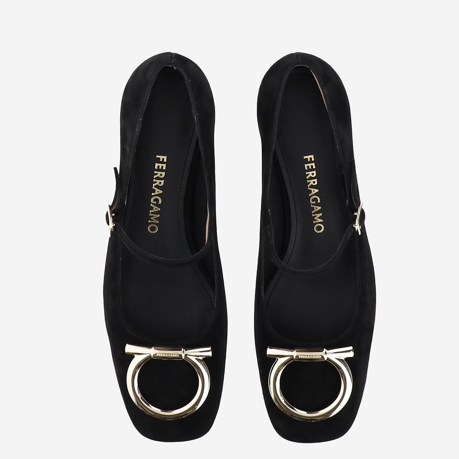 BALLERINE IN PELLE SCAMOSCIATA MARRY2 001NERONEROAMARETTI SALVATORE FERRAGAMO 