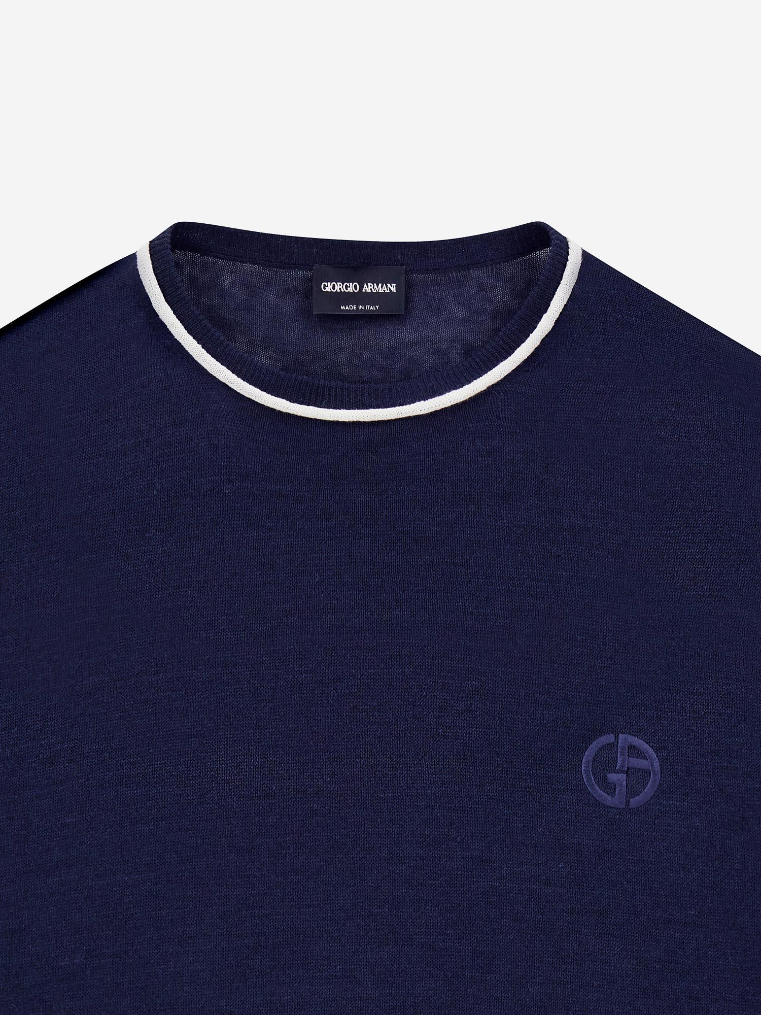 MAGLIA GIROCOLLO IN LINO E SETA GM003520 AF24710FB010 GIORGIO ARMANI 