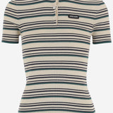 T-SHIRT IN COTONE CON MOTIVO A RIGHE MML03Y 1848F0018 MIU MIU 