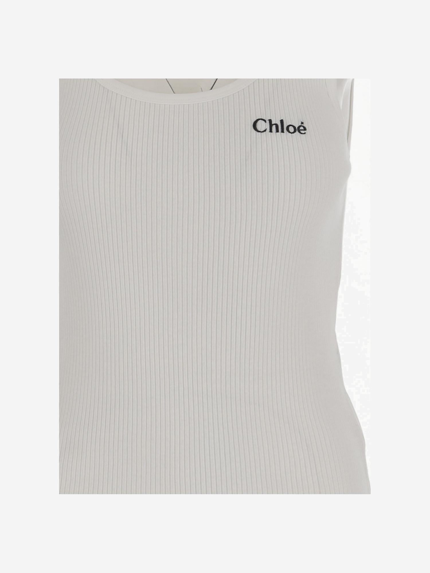 CANOTTA IN COTONE CON LOGO CH25SJH12180 101 CHLOE 