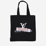 BORSA SHOPPING IN COTONE CON STAMPA BSBTFRAGILE BLACK BLACK SCORE 