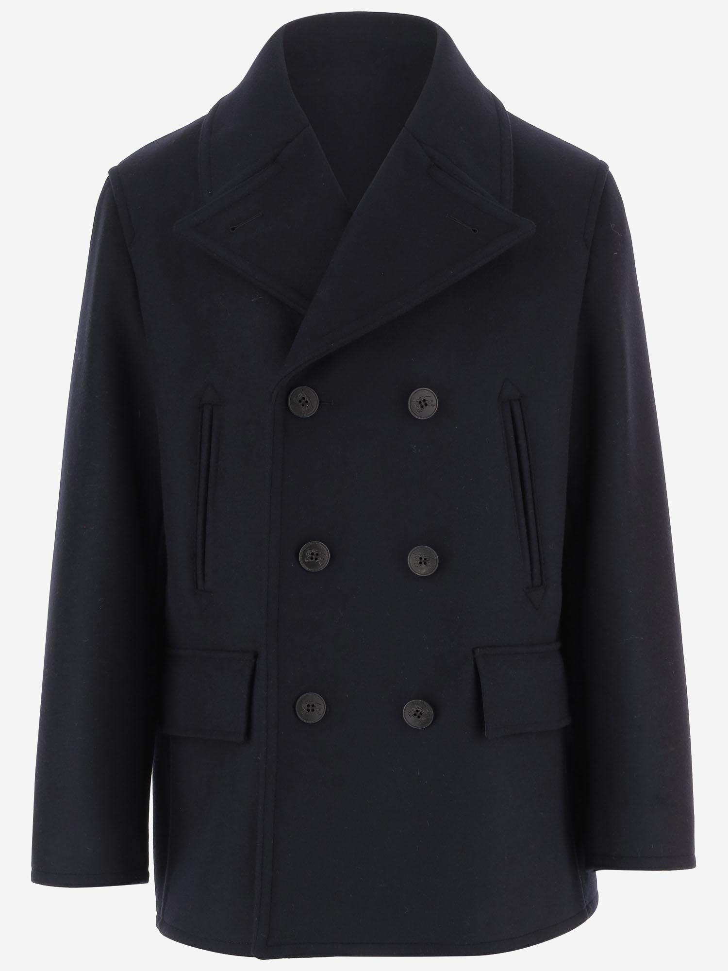 CAPPOTTO DOPPIOPETTO IN LANA 8115005 NAVY BURBERRY 