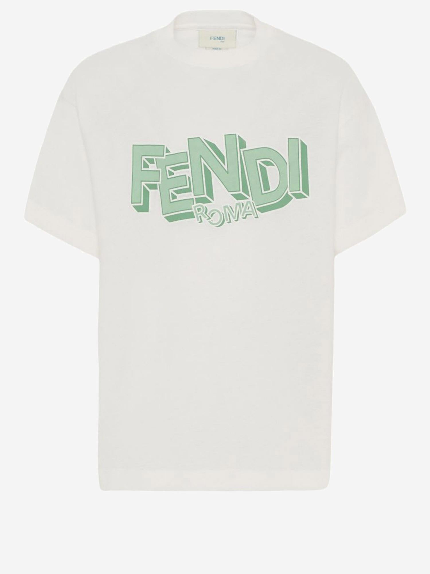 T-SHIRT IN COTONE CON STAMPA LOGO JMI504 7AJF1UVR FENDI KIDS 