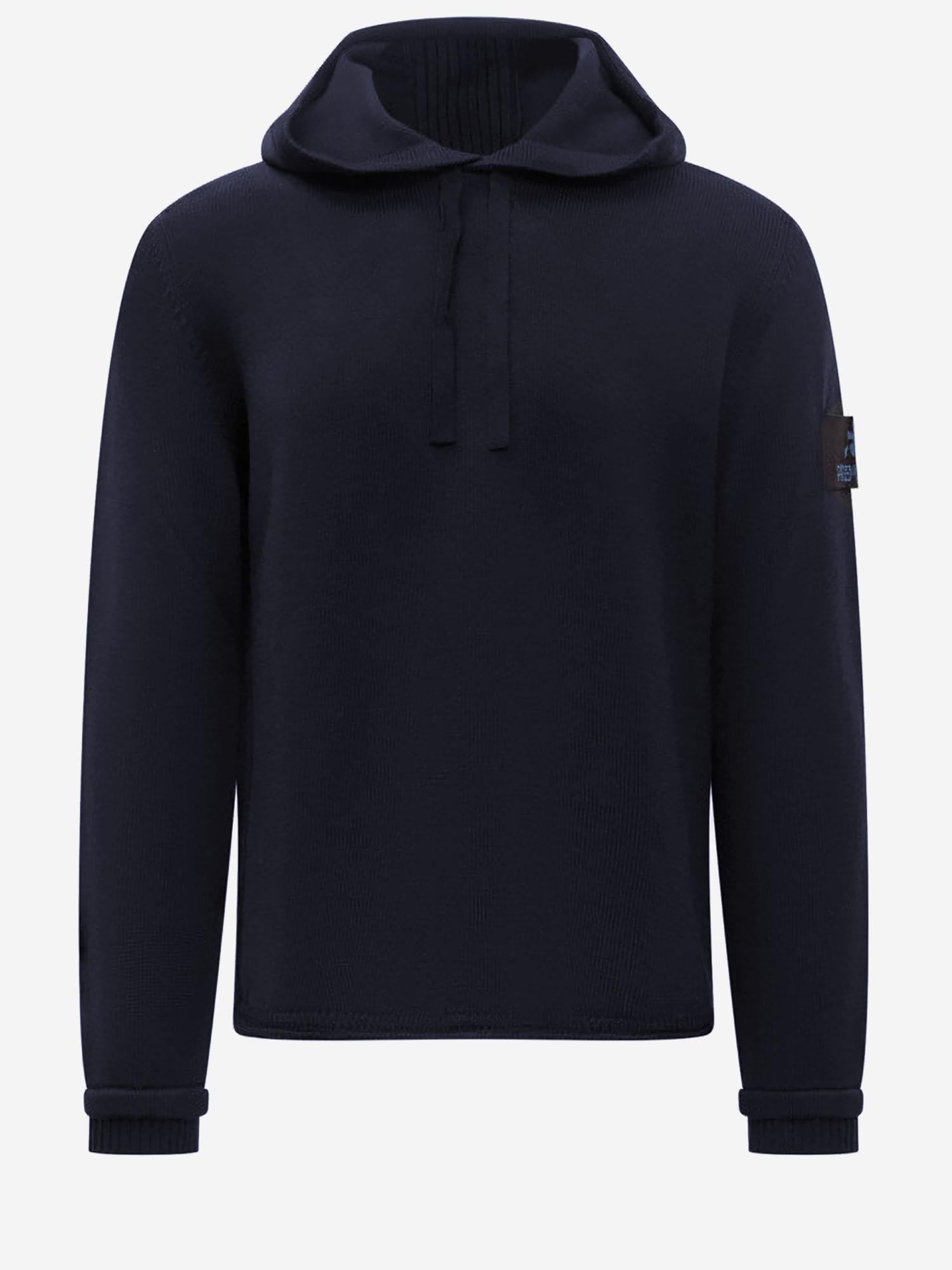 MAGLIONE CON CAPPUCCIO IN LANA MERINO PMG23 BLUE PREMIATA 