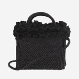 BORSA TOTE IN RAFIA E COTONE LAGUNA BLACK IBELIV 