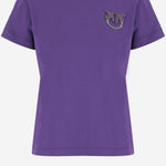 T-SHIRT IN COTONE CON RICAMO GIOIELLO LOVE BIRDS 103320 A2RNW79 PINKO 