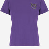 T-SHIRT IN COTONE CON RICAMO GIOIELLO LOVE BIRDS 103320 A2RNW79 PINKO 